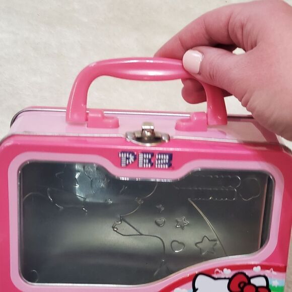 Hello Kitty Pink Tin with Handle, Approximately 7" x 6.5" x 3" - Picture 6 of 7